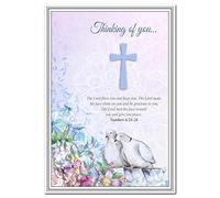 Religious Thinking of you Card - Get Well Wishes - Inspirational Christian Bible Quote Verse - Scripture Comfort - Blank inside to write own special message of love care support good cheer greetings