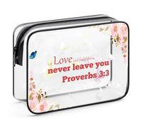 Religious Valentine Gifts for Women Cosmetic Bag Inspirational Bible Verse Makeup Bag Christian Faith Gifts for Friend Mom Employee Coworker Positive Christmas Birthday Gift Zipper Toiletry Pouch
