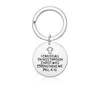 Religious Verse Keyring Gift Christian Gift for Women Men Inspirational Jewelry for Teen Boys Girls Bible Verse Keyring Gift Scripture Faith Gift for Friends Prayer Baptism Jewelry Gift Easter Gift