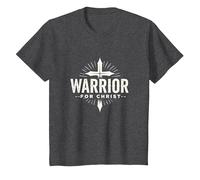Religious Warrior for Christ Faith Apparel for Men T-Shirt, Kids, Dark Heather Grey, 3 Years