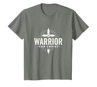 Religious Warrior for Christ Faith Apparel for Men T-Shirt, Kids, Olive Heather, 6 Years