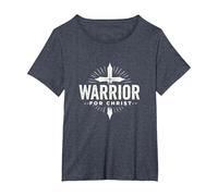 Religious Warrior for Christ Faith Apparel for Men T-Shirt, Women's Plus, Heather Blue, 3X