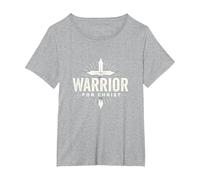 Religious Warrior for Christ Faith Apparel for Men T-Shirt, Women's Plus, Heather Grey, 3X