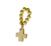 Religious Wood Bead Rosary Finger Chain Decorated with Faith Symbol for Believers Prayer Beads and Hope Symbol Wooden Prayer Chain