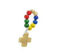 Religious Wood Bead Rosary Finger Chain Decorated with Faith Symbol for Believers Prayer Beads and Hope Symbol Finger Rosary Chain