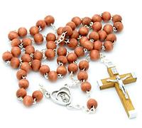 Religious Wood Rosary Cross 59 Beads Cross 5cm Brown Wood Rosary