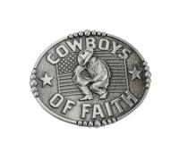 Religous Cross Western Belt Buckles for Men Women, Rodeo Cowboy Cowgirl Faith Belt Buckle Gifts Christmas Birthday Halloween, Grey, Large