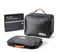 Relime Apex Series Vacuum Bags for Travel Luggage, 180° Open, Reusable Compression Bags for Carry On Suitcases and Backpack, Vacuum Seal Packing Cube for Cloth (2Medium No Pump)