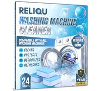 Reliqu Washing Machine Cleaner | Top Loading and Front Loading Washing Machine Cleaning Tablets | HE Washing Machine Descaler | 24 Tablets - 12 Months
