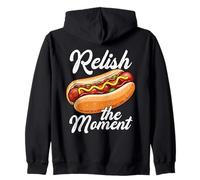 Relish the Moment Funny Hot Dog Pun BBQ Lovers Zip Hoodie