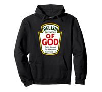 Relish the Word of God Matthew 4:4 Christian Condiments Pullover Hoodie