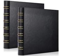 ReliThick 2 Pcs Vintage Hardback Leather 3 Ring Binder, 1 Inch D Rings Holds 200 Sheets, Professional Binder Organizer, Planner, for School and Office Supplies(Black)