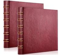 ReliThick 2 Pcs Vintage Hardback Leather 3 Ring Binder, 1 Inch D Rings Holds 200 Sheets, Professional Binder Organizer, Planner, for School and Office Supplies(Red)