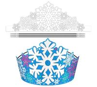 ReliThick 24 Sets Snowflake Crown Craft Kit Color Your Own Winter Frozen Crown with Elastic Cord Snow DIY Coloring Paper Headband for Winter Christmas Home Activities Party Favor