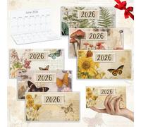 ReliThick 6 Pcs 2026 Pocket Calendar for Purse Monthly Planner Notebook Small Pocket Calendar Journals Notepads Appreciation Present Gift for Women Teacher School Office (Nature)