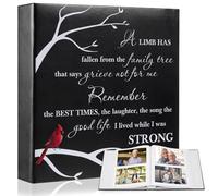 ReliThick Cardinal Funeral Photo Album 4 x 6 Inch 200 Blank Pages Memorial Leather Memory Album Scrapbook for Memorial Service Celebration of Life Decor in Loving Party Supply(Remember the Best Times)