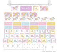 ReliThick Composition Notebooks Magnetic Flip Calendar Bulletin Board Set 54 Date Cards for Teacher Classroom Years 2026-2029 Rainbow Flip Calendar with Adjustable Holder for Back to School Supplies