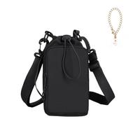 RELITRK Water Bottle Holder with Phone Pocket for 40/32 oz,Water Bottle Holder with Adjustable Shoulder Strap and Charm,Water Bottle Sleeve for Walking Hiking Camping Gym. (Black)