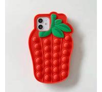 Relive Stress Pop Fidget Toys Rabbit Ear Cat Toy Push It Bubble Silicone Phone Case for Phone 6 6s 7 8 Plus X XR XS 11 12 Pro Max Soft Cover (For iPhone XR,Strawberry)