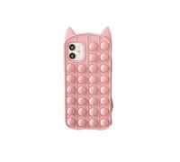 Relive Stress Pop Fidget Toys Rabbit Ear Cat Toy Push It Bubble Silicone Phone Case for Phone 6 6s 7 8 Plus X XR XS 11 12 Pro Max Soft Cover (For iPhone 11,Pink Cat)