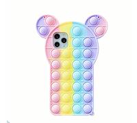 Relive Stress Pop Fidget Toys Rabbit Ear Cat Toy Push It Bubble Silicone Phone Case for Phone 6 6s 7 8 Plus X XR XS 11 12 Pro Max Soft Cover (For iPhone 8 Plus,Minnie)