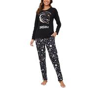 Reliwel Pyjamas for Women Cotton Long Sleeve Ladies Pyjamas Cute Printed Pattern Pjs for Women Sets Soft Nightwear Two Pieces Casual Loungewear Sleepwear Set with Pockets S-XXL