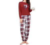Reliwel Pyjamas for Women Cotton Long Sleeve Ladies Pyjamas Cute Printed Pattern Pjs for Women Sets Soft Nightwear Two Pieces Casual Loungewear Sleepwear Set with Pockets S-XXL