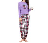 Reliwel Pyjamas for Women Cotton Long Sleeve Ladies Pyjamas Cute Printed Pattern Pjs for Women Sets Soft Nightwear Two Pieces Casual Loungewear Sleepwear Set with Pockets S-XXL