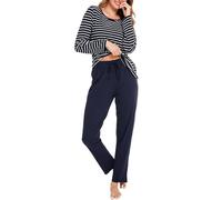 Reliwel Pyjamas for Women Soft Cotton Long Sleeve Pjs Set Two Piece Pyjamas Casual Loungewear Sleepwear Set with Pockets,Blue,M