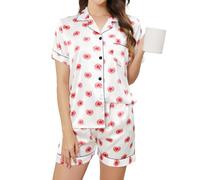 Reliwel Silk Pyjamas for Women Satin Pjs Set Two Piece Bride to be Pyjamas Button Down Sleepwear Loungewear White XXL