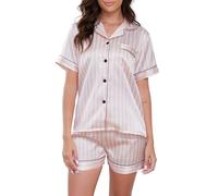 Reliwel Silk Pyjamas for Women Satin Pjs Set Two Piece Bride to be Pyjamas Button Down Sleepwear Loungewear Pink S
