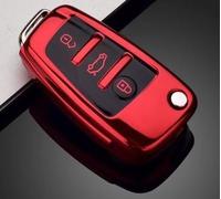 RELL CASES Car Key Full Cover for Audi, 3 Buttons Soft TPU Key Protection Case Compatible with Audi A1 A3 A4 A6 A8 Quattro Q2 Q3 Q7 S3 S6 RS3 RS6 R8 TT TTS Car Key Shell Cover