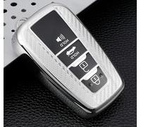 RELL CASES Soft Silicone Key Fob Cover Protection Case Cover for Toyota RAV4, Toyota Camry, Toyota Corolla, Toyota Avalon, Toyota C-HR, Toyota Prius, Toyota GT86, Toyota Highlander 2018-2022 (SILVER)