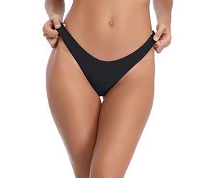 RELLECIGA Women's Cheeky Bikini Bottom, Black, Large