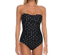 RELLECIGA Women's Tummy Control Swimwear Strapless One Piece Swimsuit for Women, Black Polka Dot, Medium (R7013-541M)