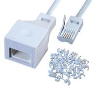 Relloh BT Telephone Extension Cable 5m - White Male to Female Easy Install Extension Cable Stable Signal For BT Landline Home Office Fax Modem - BT to BT with Cable Clips