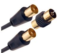 Relloh Coaxial TV Aerial Cable - Coax Satellite Cable TV Antenna AV Lead Male to Male Gold-Plated Connectors for FreeView, FreeSat, Sky Box, BT with Male to Female Adaptor (Black, 40m)