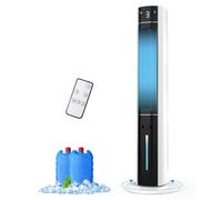 Rellytech Evaporative Air Cooler - Cooling Fans that Blow Cold Air with 3L Removable Water Tank, 3 Modes & 3 Speeds, Remote & Touch Control, 12H Timer, 3 In 1 Swamp Cooler For Bedroom
