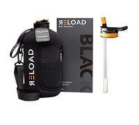 RELOAD Official 2 Litre Water Bottle |2.2L| Gym Water Bottles with Straw Lid | Sports Water Bottle 2l | 2 Built-In Pockets Carry Handle + Shoulder Strap | Big Water Bottle | BPA Free & Leak-proof