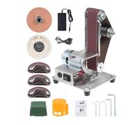Relogic Electric Belt Sander 7-Speed Adjustment Mini Sanding Polishing Grinding Machine with 10pcs Sanding Belts 30 * 330mm 1pcs Red Grinding Wheel 1pcs Polishing Wheel 1pcs Sharpening Wax