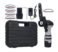 Relogic Electric Mini Belt Sander Angle Grinder Tool Sand Belt Machine Pipe Belt Sander Polisher Belt Grinder with 6500RPM Variable Speed and 10 Sanding Belts for Wood Metal and Plastics