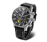 Vostok Europe Men's Watch Expedition North Pole Solar Chronograph with 2 Straps in Various Designs, black / yellow, Sporty