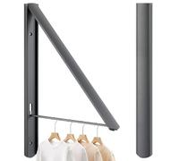 RELONGGI Foldable Coat Hangers, Wall Hanger Wall Mounted Retractable Drying Rack, 0.43'' 1.1CM Thickness Space Saving Laundry Racks and Closet Organizer, Aluminum (Drak Gray)