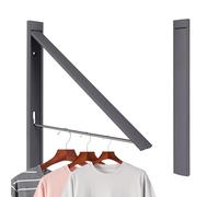 RELONGGI Foldable Coat Hangers, Wall Hanger Wall Mounted Retractable Drying Rack, 0.43'' 1.1CM Thickness Space Saving Laundry Racks and Closet Organizer, Aluminum (Gray)
