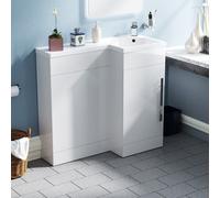 Relovane 900mm Modern L Shape Right Hand Bathroom White Basin Vanity & WC Unit