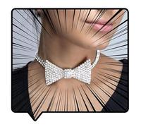 RELOVET Bow Choker with Full Rhinestone Crystal Gold Silver Bowknot Festival Necklaces Cute Party Jewelry for Women (silver)