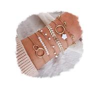 RELOVET Bracelet Women's Bangle Set of 6 Gold Herrungbone Infinity Link Stacking Chain Dainty Layered Fashion Delicate Jewelry Gifts for Women