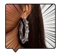 RELOVET Crystal Rhinestone Hoop Earrings, Statement Size, Large Earrings for Women