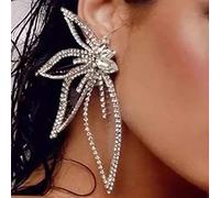 RELOVET Huge Butterfly Earrings for Women Fashion Full Rhinestones Studs Earrings Statement Wings Earrings Sparkly Crystal Fashion Earrings (gold)