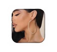 RELOVET Large Hexagon Open Hoop Earrings Rhinestones Dangle Geometric Statement Crystal Jewelry Accessories for Women (gold)